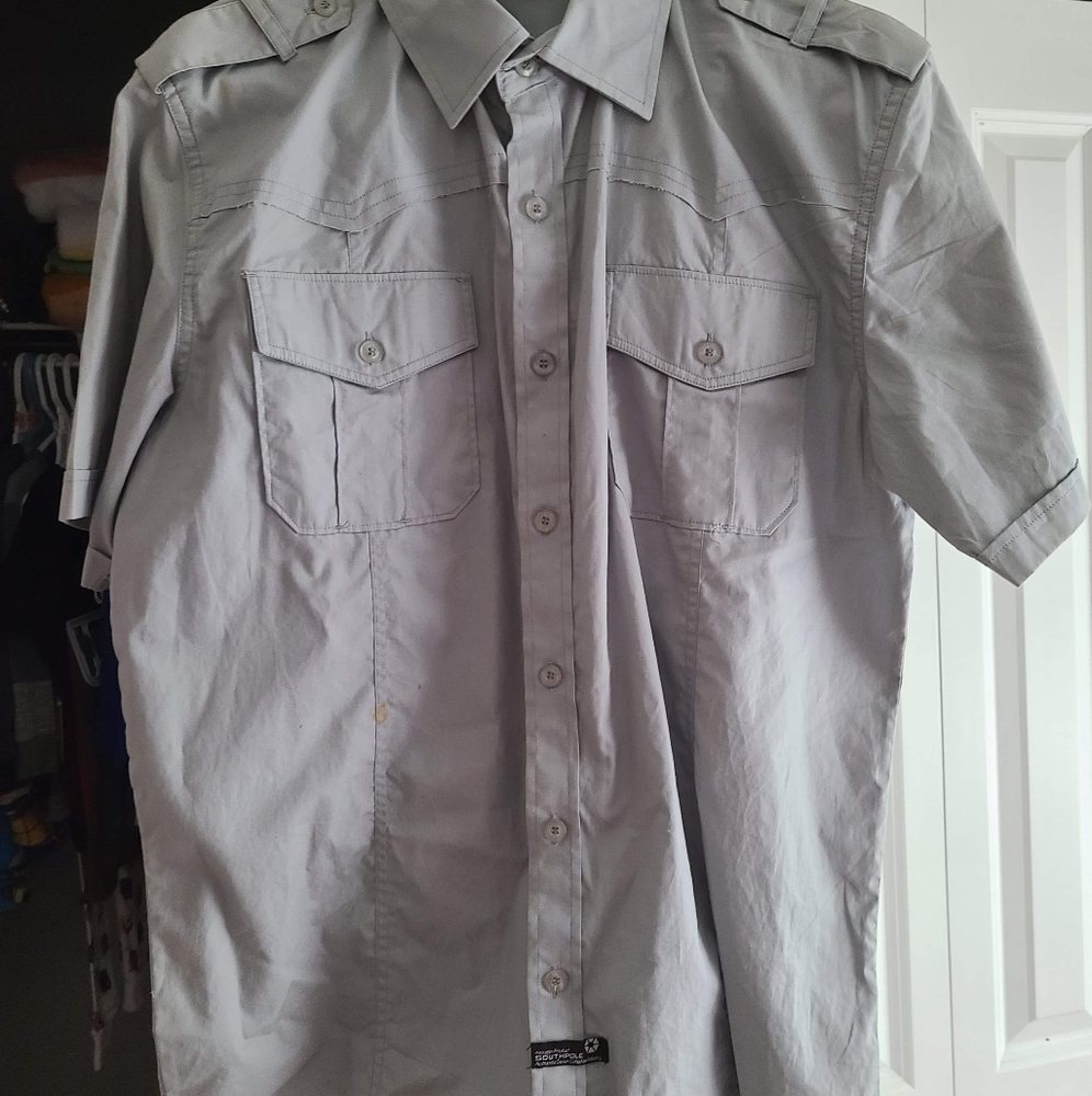 Gray short sleeve  button up shirt